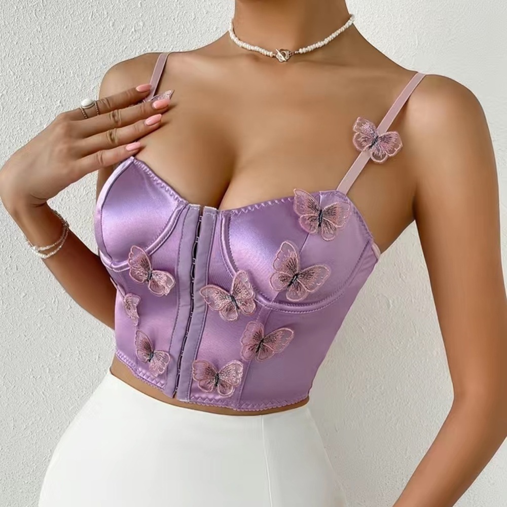 Butterfly Y2K Fairy Lavender Purple Satin Corset Bustier EDC Size Large - Picture 6 of 10